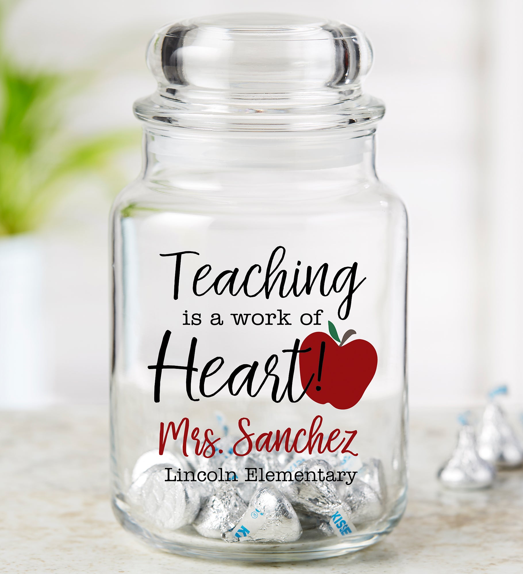 Inspiring Teacher Personalized Glass Candy Jar 